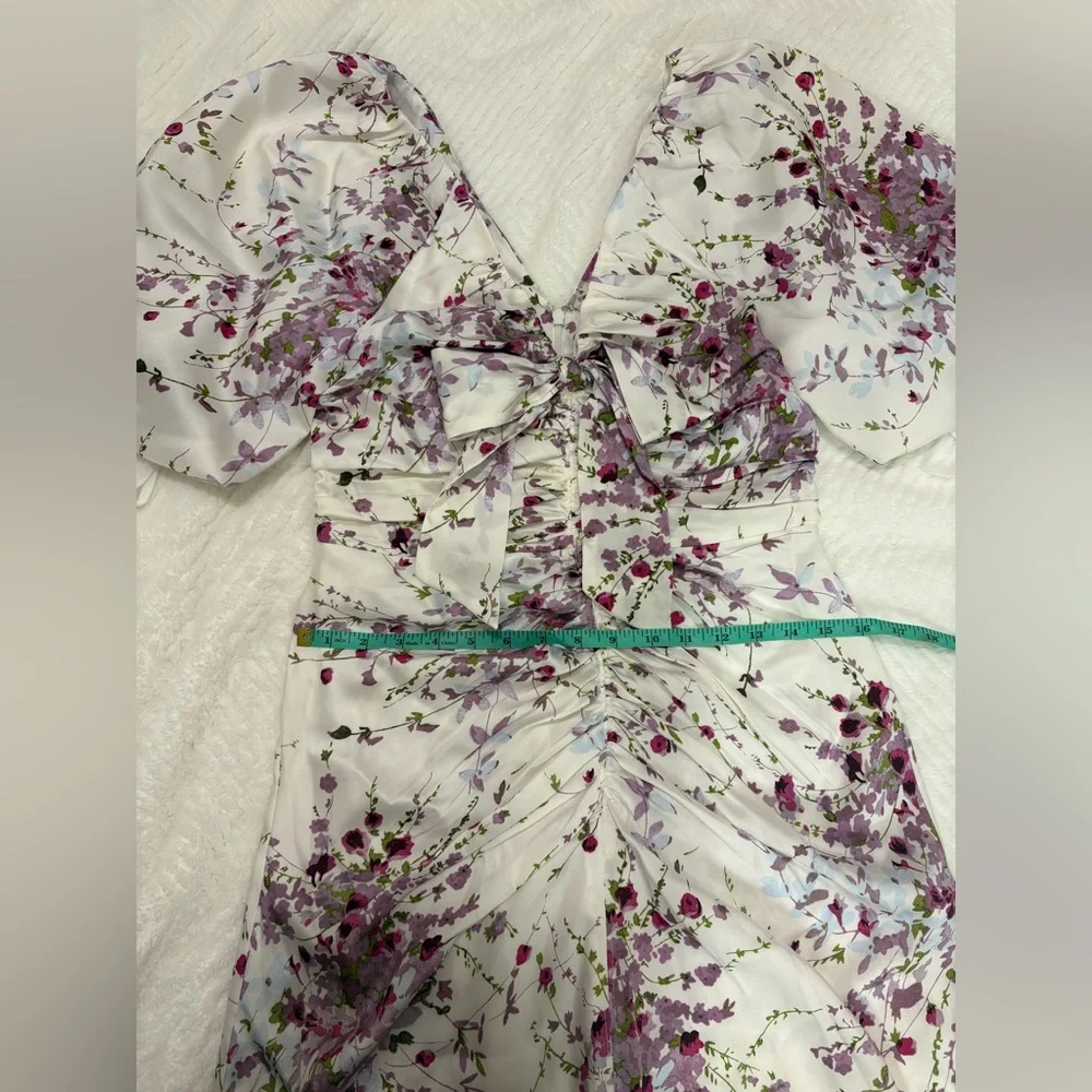 Cinq à Sept Brenton Puff-Sleeve Mid-Summer Bloom Dress Size 4 NWT - Picture 11 of 16